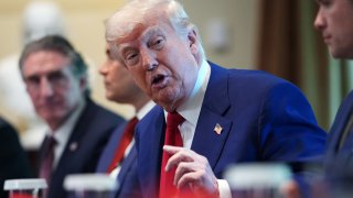 U.S. President Donald Trump speaks during a Cabinet meeting at the White House on April 30, 2025 in Washington, DC.