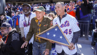 Seymour Weiner with Mookie Wilson, left, and John Franco