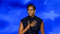 File. Former US First Lady Michelle Obama speaks during the Democratic National Convention (DNC) at the United Center in Chicago, Illinois, US, on Tuesday, Aug. 20, 2024. The Democratic National Convention this week marks the ceremonial crowning of Vice President Kamala Harris and Minnesota Governor Tim Walz as the party’s presidential nominees, capping off a whirlwind month for Democrats who quickly coalesced behind the new ticket after President Joe Biden dropped out of the race in July.