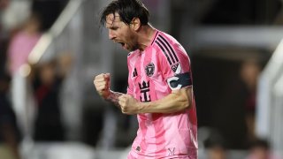 FORT LAUDERDALE, FLORIDA – APRIL 06: Lionel Messi #10 of Inter Miami CF celebrates after scoring the team’s first goal during the MLS match between Inter Miami CF and Toronto FC at Chase Stadium on April 06, 2025 in Fort Lauderdale, Florida. (Photo by Brennan Asplen/Getty Images)