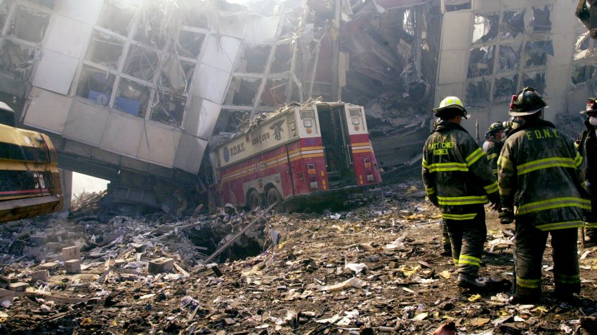 UNITED STATES – SEPTEMBER 12:  Rescue 1, Manhattan’s elite lifesaving unit, which was one of the first firefighting squads to reach the twin towers after last week’s terrorist attack lost all of its members at the World Trade Center. ,