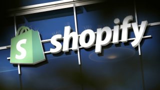 The logo of Shopify is seen outside its headquarters in Ottawa, Ontario, Canada, September 28, 2018.