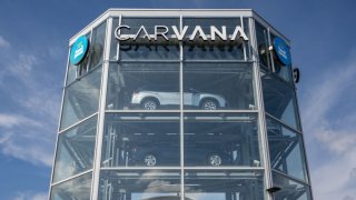 Vehicles are seen on display at a Carvana dealership in Austin, Texas, on Feb. 20, 2023.