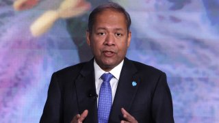 Barclays CEO C. S. Venkatakrishnan speak during the Barclays Sustainable Finance conference in New York City, U.S., March 19, 2024.