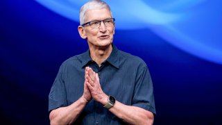 Tim Cook, chief executive officer of Apple Inc., during an event at Apple Park campus in Cupertino, California, US, on Monday, Sept. 9, 2024. Apple Inc. unveiled a new version of its smartwatch with a bigger screen and the ability to detect sleep apnea, part of an event Monday that will also include the iPhone 16 smartphone. Photographer: David Paul Morris/Bloomberg via Getty Images