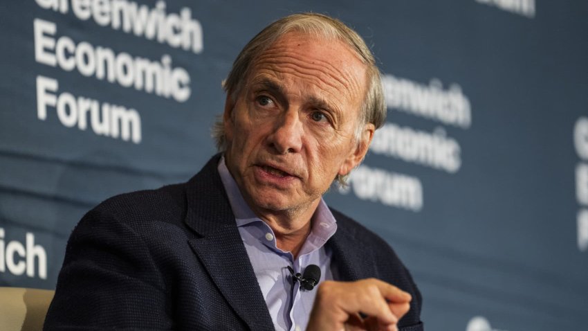 Ray Dalio, founder of Bridgewater Associates LP, speaks during the Greenwich Economic Forum in Greenwich, Connecticut, US, on Tuesday, Oct. 3, 2023.