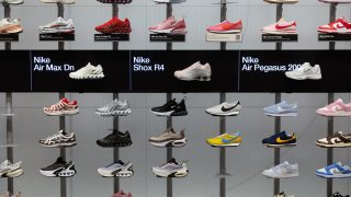 Nike shoes are seen in the King of Prussia Mall, as global markets brace for a hit to trade and growth caused by U.S. President Donald Trump’s decision to impose import tariffs on dozens of countries, in King of Prussia, Pennsylvania, U.S., April 3, 2025. 