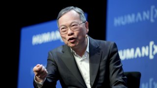 Charles Liang, CEO of Super Micro, speaks at the HumanX AI conference in Las Vegas on March 10, 2025.