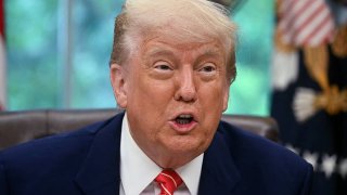 US President Donald Trump makes a trade announcement in the Oval Office of the White House in Washington, DC, on May 8, 2025.