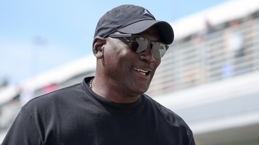 Michael Jordan, NBA Hall of Famer and co-owner of 23XI Racing walks the grid prior to the NASCAR Cup Series Straight Talk Wireless 400 at Homestead-Miami Speedway on October 27, 2024 in Homestead, Florida.
