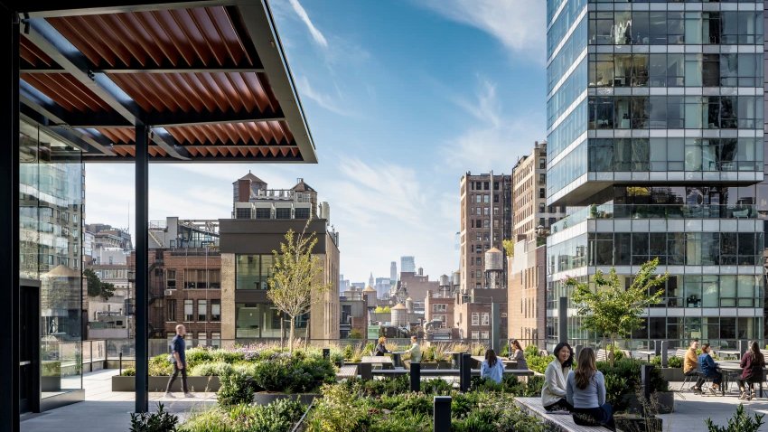 Terrace at IBM flagship office at One Madison Avenue in New York City, designed by Gensler.