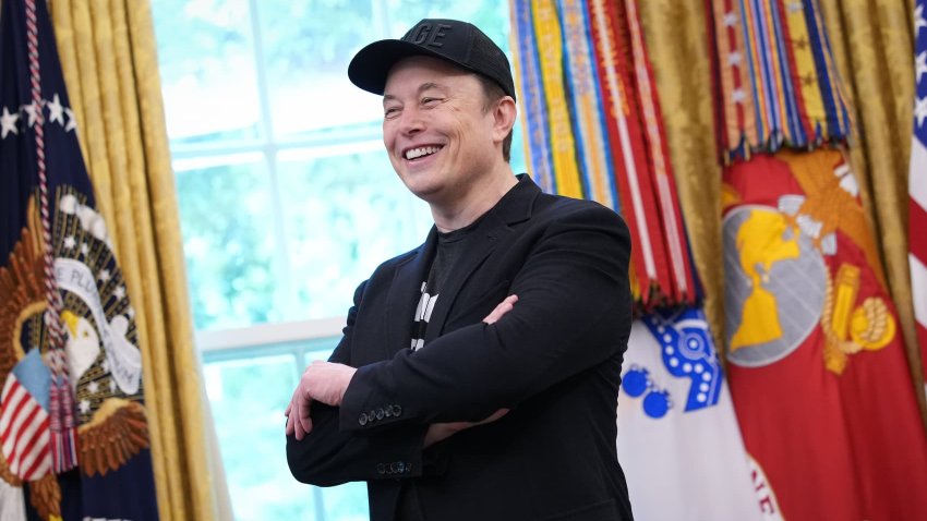 Tesla CEO Elon Musk speaks alongside U.S. President Donald Trump in the Oval Office of the White House on May 30, 2025 in Washington, DC.