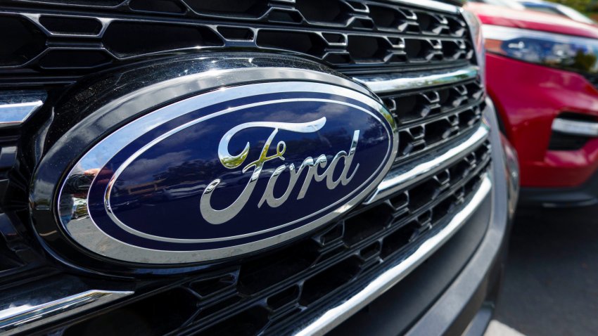 A Ford logo is displayed on a truck