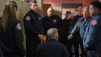 CHICAGO FIRE — “It Had To End This Way” Episode 13022 — Pictured: (l-r) Jake Lockett as Sam Carver, Joe Miñoso as Joe Cruz, Anthony Ferraris as Tony Ferraris, Randy Flagler as Harold Capp, Christian Stolte as Randy “Mouch” McHolland, Daniel Kyri as Darren Ritter — (Photo by: Peter Gordon/NBC via Getty Images)