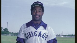 Portrait of Chester Lemon, Chicago White Sox outfielder born in Jackson, Mississippi.