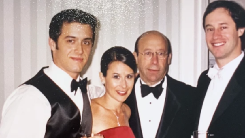 Allison Winn Scotch pictured in the dress at her brother's wedding in 2003.