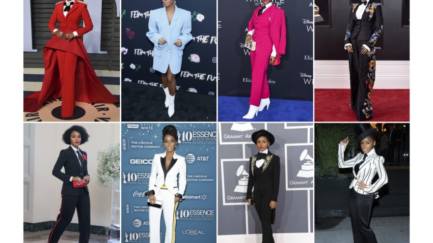 This combination of photos show various fashion work by actor-performer Janelle Monae. (AP Photo)