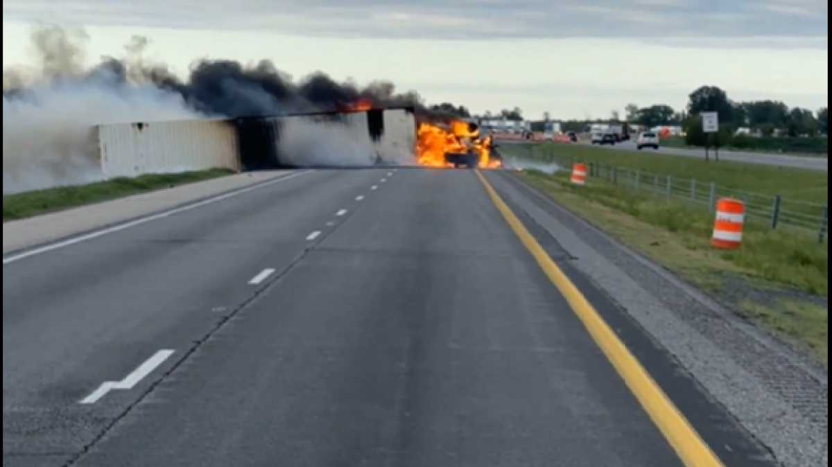 Stretch of Interstate 65 in northwest Indiana closed after large semitruck fire