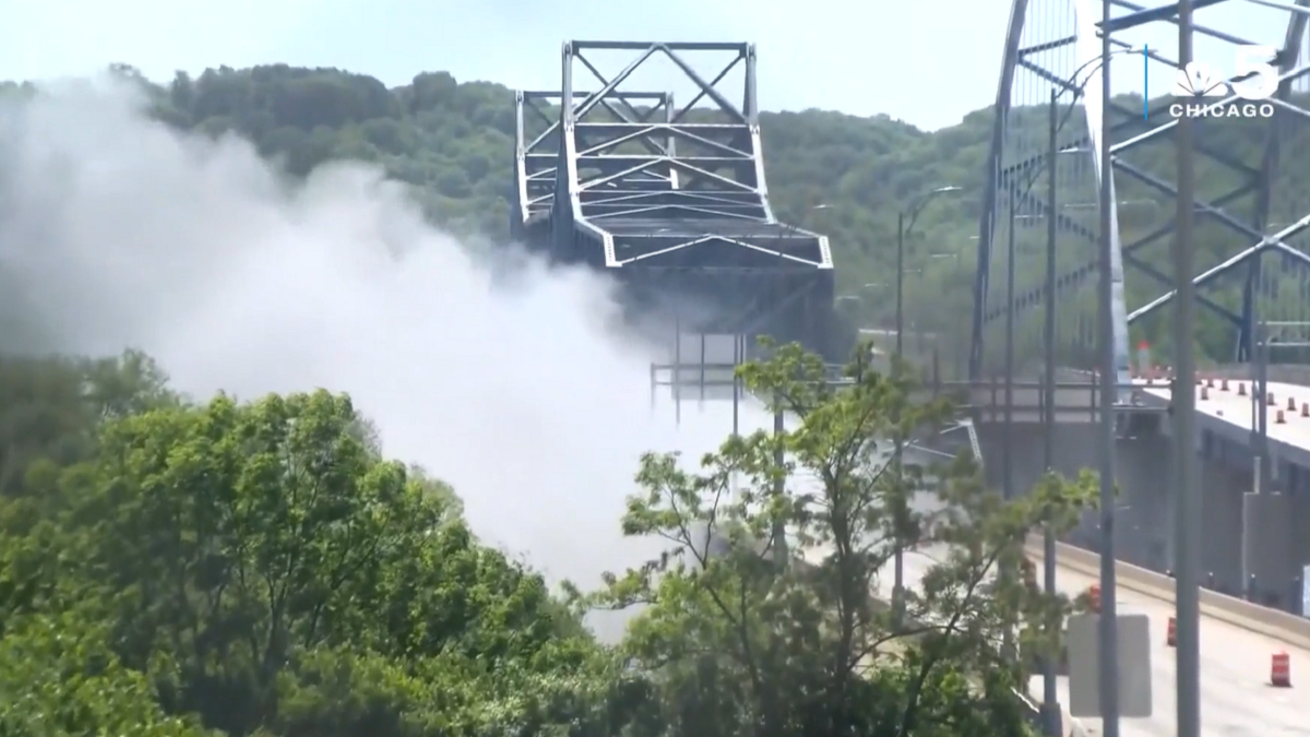 Video shows partial implosion of bridge in Peoria
