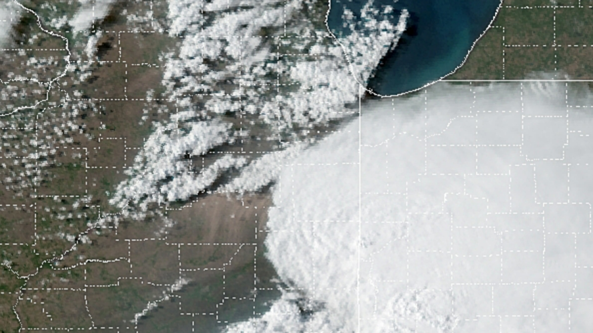 Satellite imagery shows large dust storm over Chicago area from space