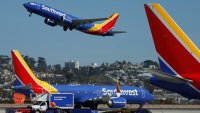 A Southwest Airlines Boeing 737 MAX8 departs from San Diego International Airport to Chicago on March 4, 2025 in San Diego, California.