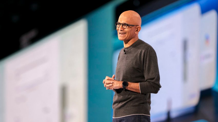 Microsoft Chairman and Chief Executive Officer Satya Nadella speaks during the Microsoft Build 2025, conference in Seattle, Washington, on May 19, 2025.