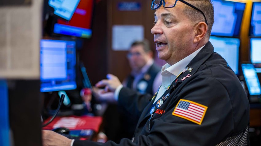 Traders work on the floor of the New York Stock Exchange on June 3, 2025.