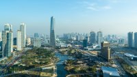 Landscape of Songdo International City. Incheon, South Korea.