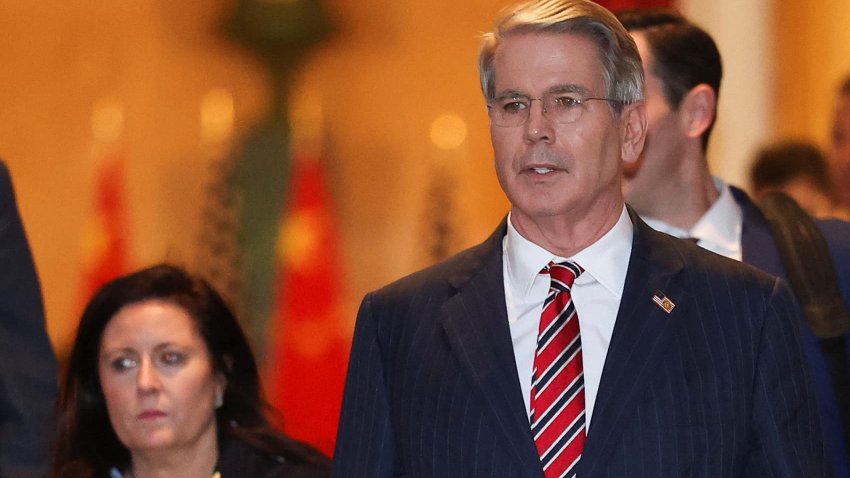 U.S. Treasury Secretary Scott Bessent leaves on his way back to the U.S., while trade talks between the U.S. and China continue, in London, Britain, June 10, 2025.