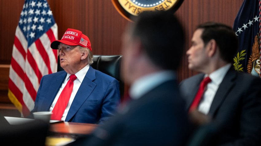 U.S. President Donald Trump holds a meeting alongside Secretary of State Marco Rubio in the Situation Room at the White House in Washington, D.C., U.S. June 21, 2025.