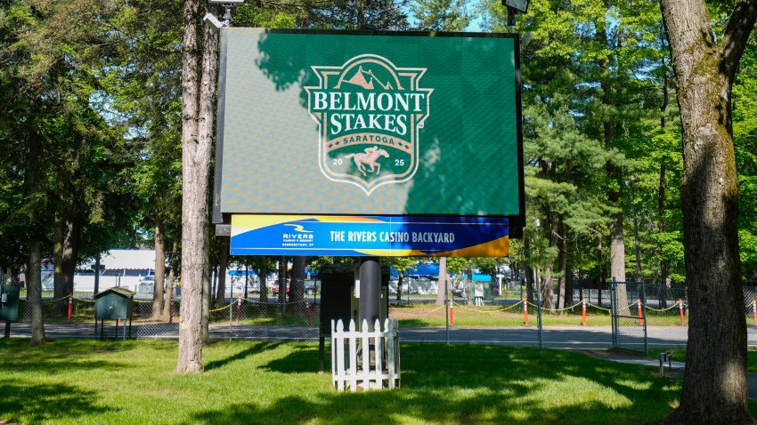A Belmont Stakes sign