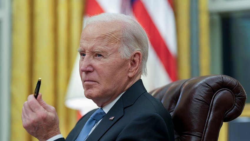 File – President Joe Biden during a wildfire briefing in the Oval Office of the White House in Washington, D.C., on Jan. 13, 2025.