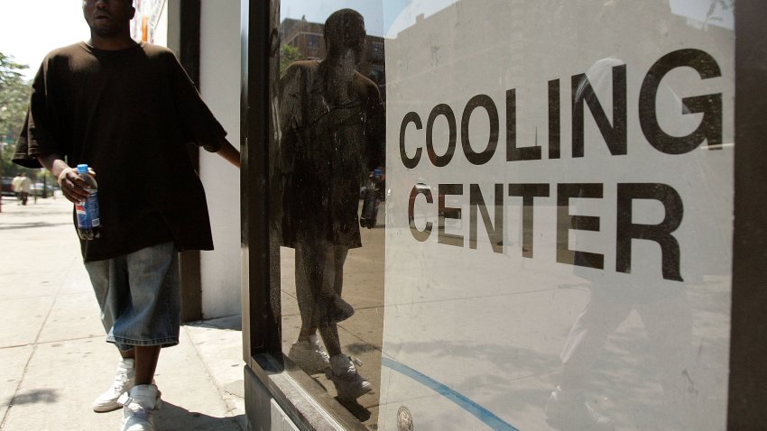 CHICAGO – AUGUST 01:  A man departs a City of Chicago Cooling Center August 1, 2006 in Chicago, Illinois. Hot and humid weather has hit parts of the Midwest with temperatures around the Chicago area in the high 90’s and heat index readings nearing 105. (Photo by Tim Boyle/Getty Images)