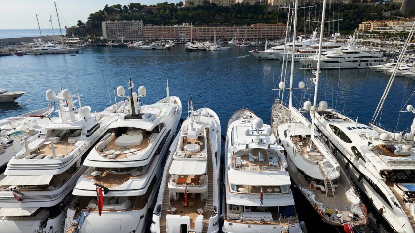 Superyachts in Port Hercules,  Monaco.