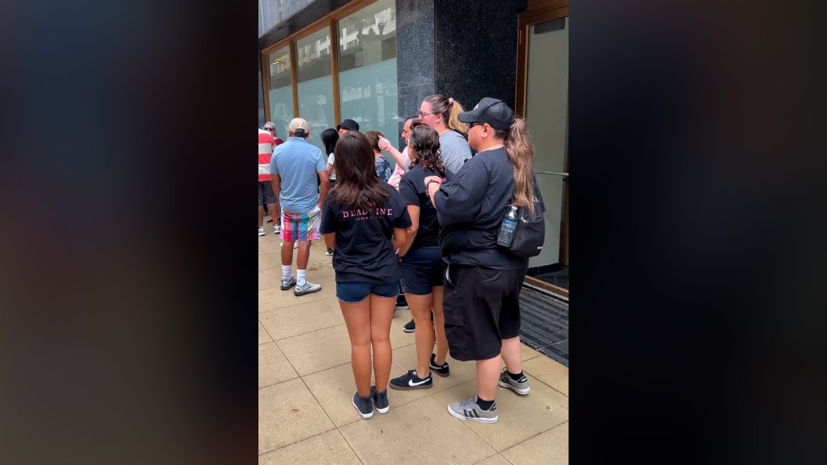 Line stretches for blocks at Blackpink pop-up store in Chicago