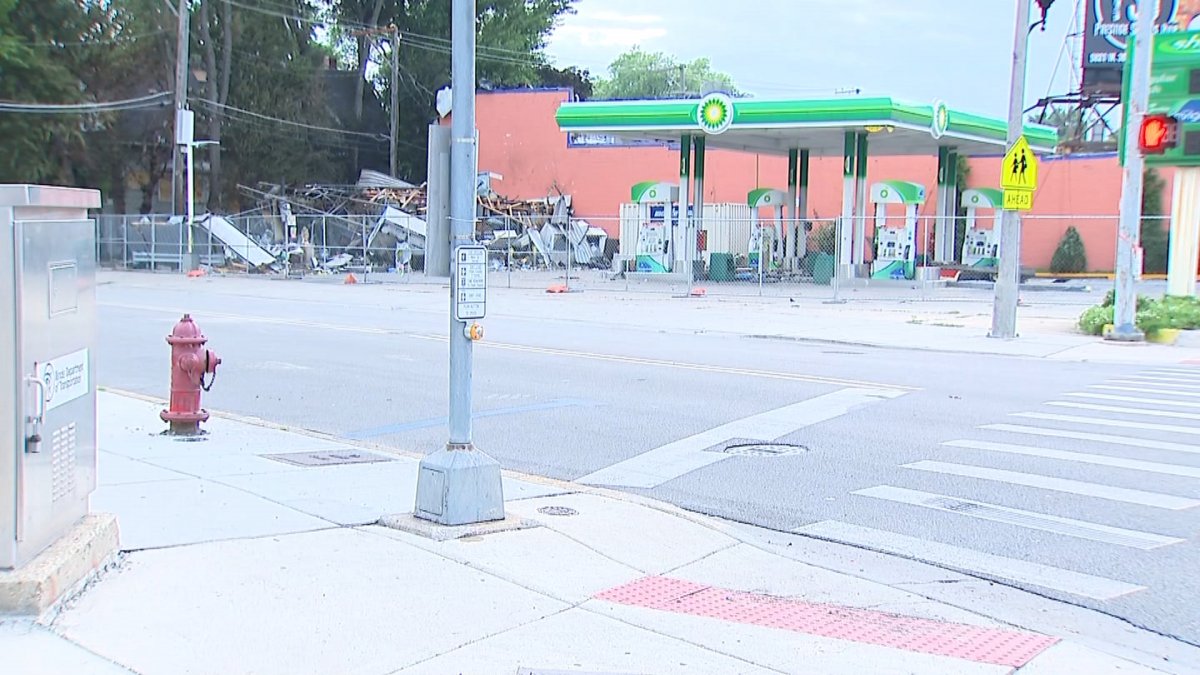 Berwyn gas station explodes after downed power lines, gas lines catch fire