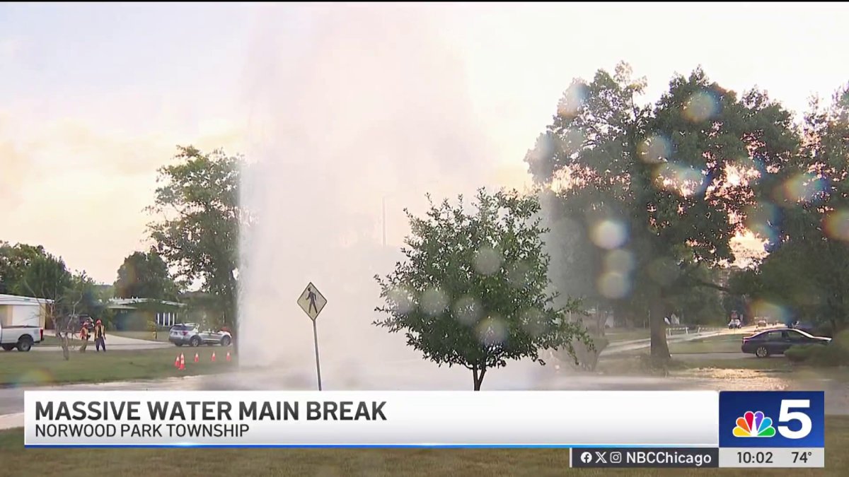 Massive water main break unleashes geyser – NBC Chicago