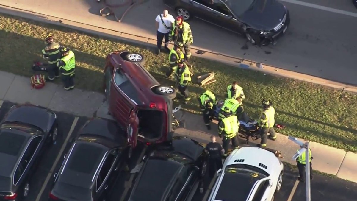 Rollover crash shuts down street in suburban Downers Grove – NBC Chicago