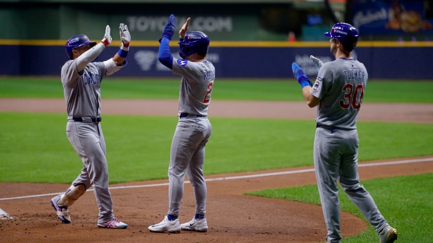 MILWAUKEE, WISCONSIN – OCTOBER 6: Seiya Suzuki #27 of the Chicago Cubs celebrates a home run in Game Two of the National League Division Series against the Milwaukee Brewers at American Family Field on October 6, 2025 in Milwaukee, Wisconsin. (Photo by Matt Dirksen/Chicago Cubs/Getty Images)