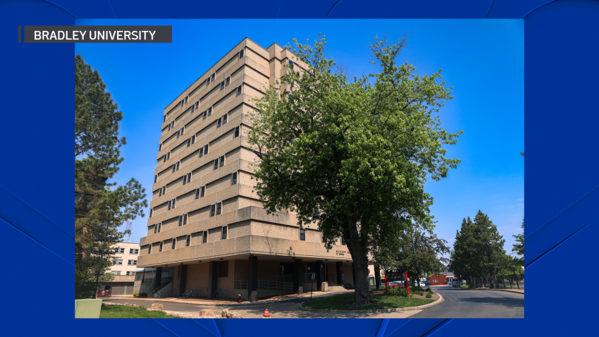 Geisert Hall on the campus of Bradley University in Peoria was the site of a shooting early Sunday morning.