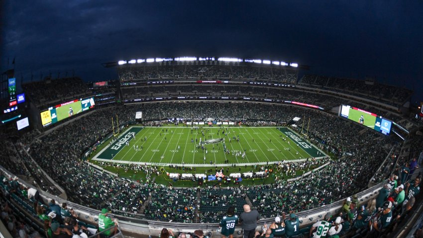 A general view of the stadium during warmups before the game between the Philadelphia Eagles and the Dallas Cowboys at Lincoln Financial Field.