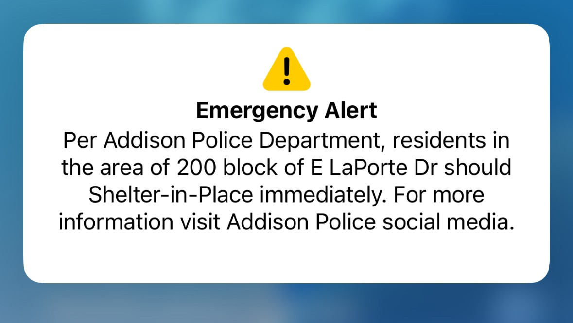 Addison police issue shelter-in-place for some residents amid &lsquo;serious situation