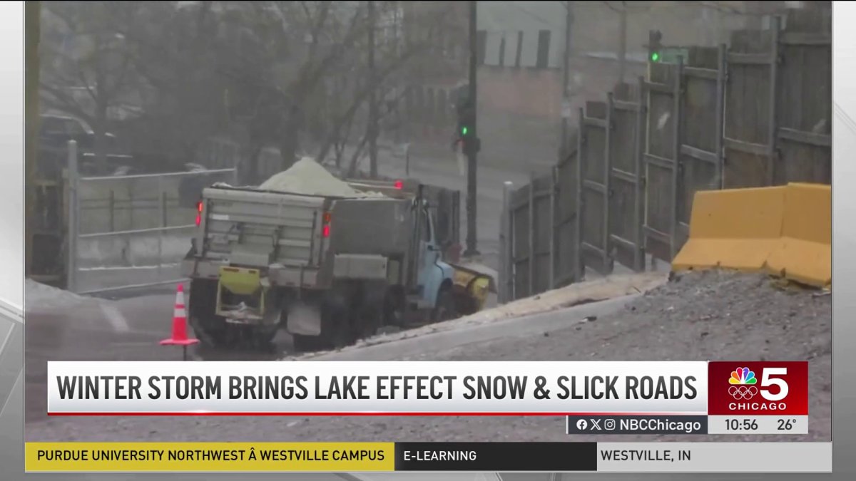 Winter storm brings lake-effect snow and slick roads – NBC Chicago
