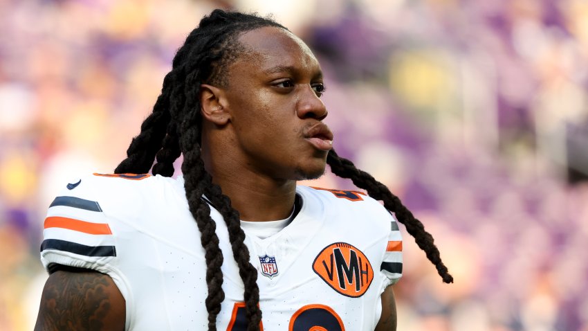 MINNEAPOLIS, MINNESOTA – NOVEMBER 16: Tremaine Edmunds #49 of the Chicago Bears walks on the field before the NFL 2025 game against the Minnesota Vikings at U.S. Bank Stadium on November 16, 2025 in Minneapolis, Minnesota. (Photo by Ellen Schmidt/Getty Images)