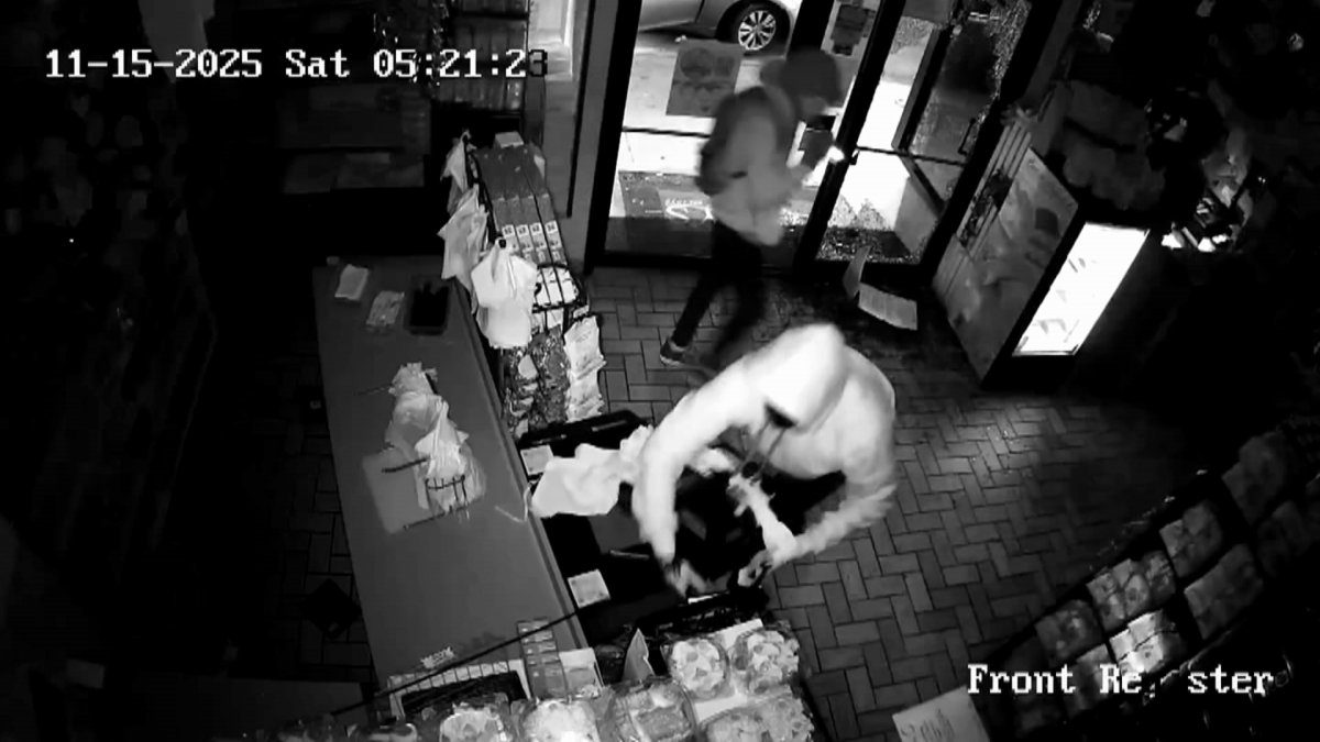 An early-morning burglary of a staple sub shop in Chicago led to a scary confrontation between the owner's husband and three armed men Saturday.