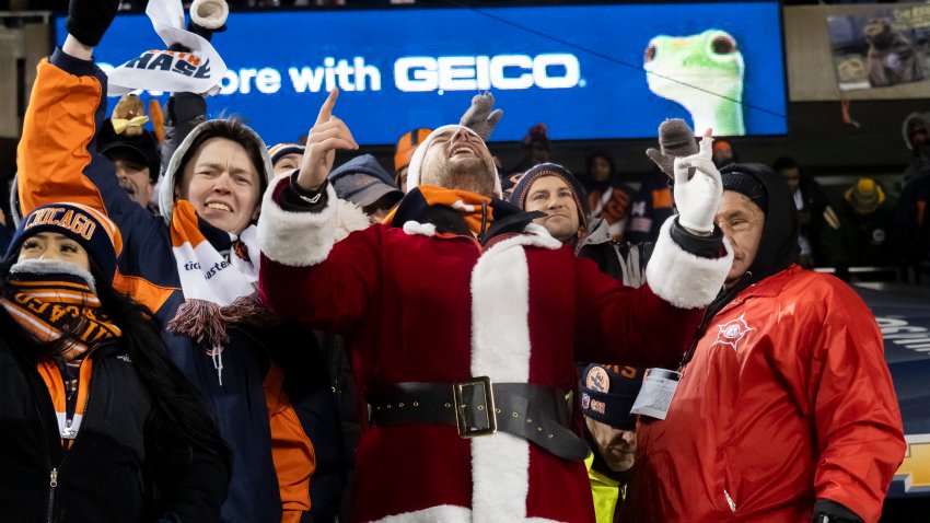 CHICAGO, IL – DECEMBER 20: A fan dressed up as “Santa Clause” cheers after a play during a regular season game between the Green Bay Packers and the Chicago Bears on December 20, 2025, at Soldier Field in Chicago, Illinois. (Photo by Joseph Weiser/Icon Sportswire via Getty Images)