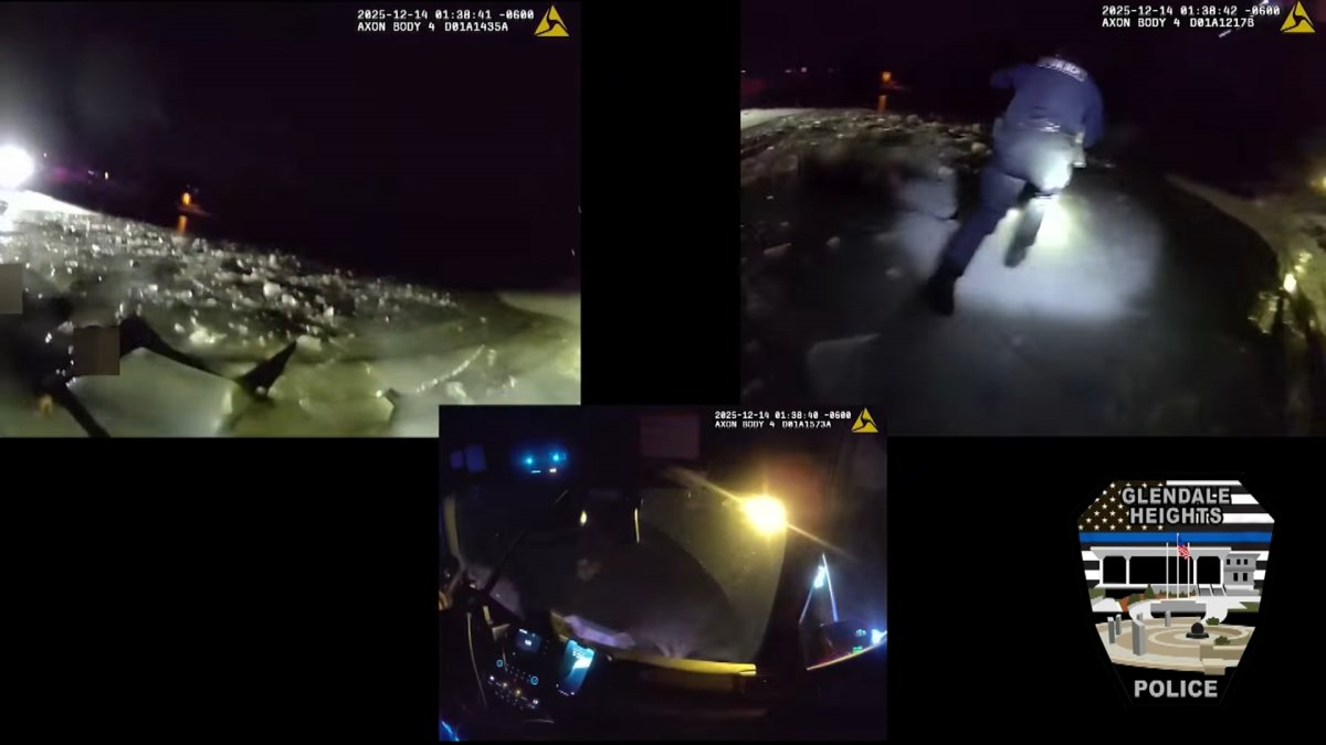 Dramatic bodycam video shows suburban Chicago officers rescue 3 people trapped in frozen pond