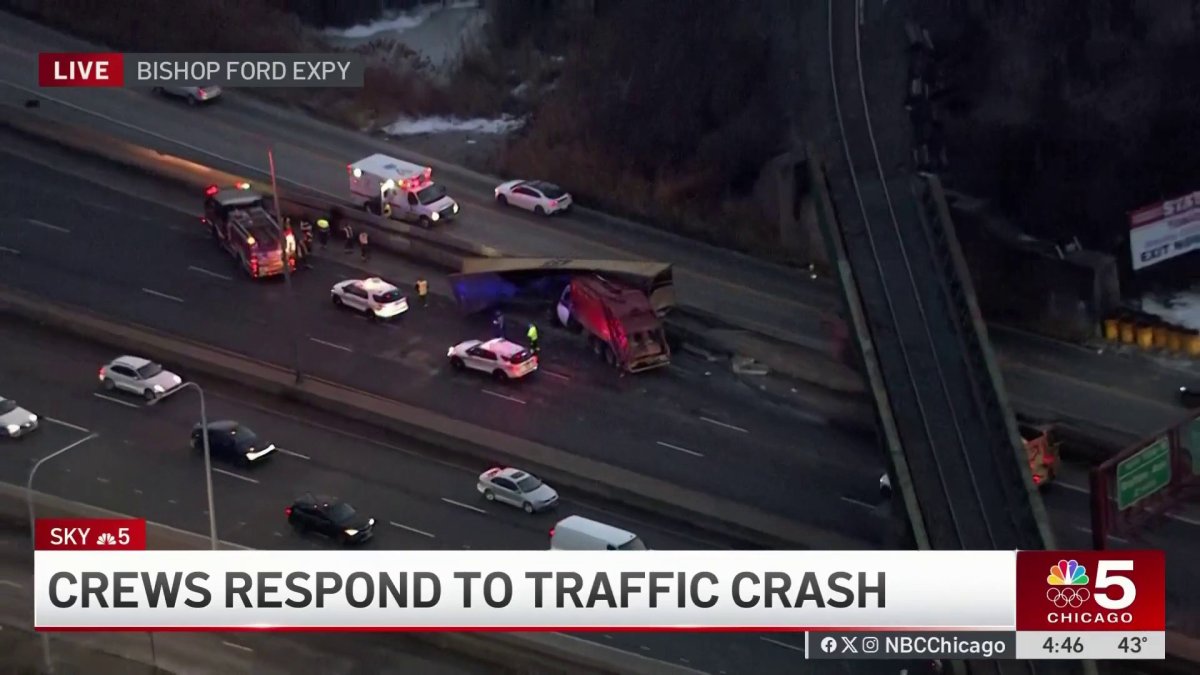 Crash involving semi, garbage truck snarls Bishop Ford traffic – NBC ...