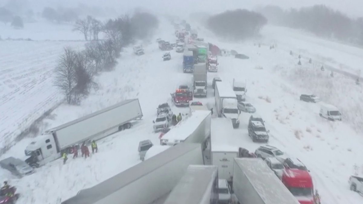 Massive 100-car pileup shuts down highway in western Michigan – NBC Chicago