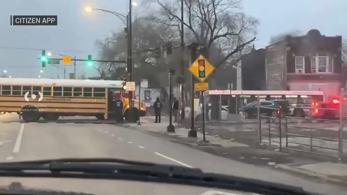 Crash involving school bus blocks traffic in West Englewood Crash involving school bus blocks traffic in West Englewood